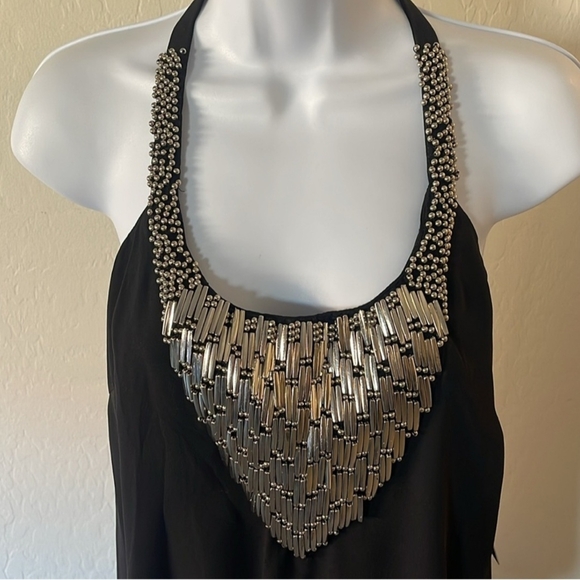 Elegant Black Halter Top with Silver Embellishments - Picture 5 of 5